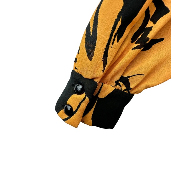 Vintage Albert Nipon Dress Executive Womens 10 Orange Black Secretary Bow 1980s - Picture 7 of 12